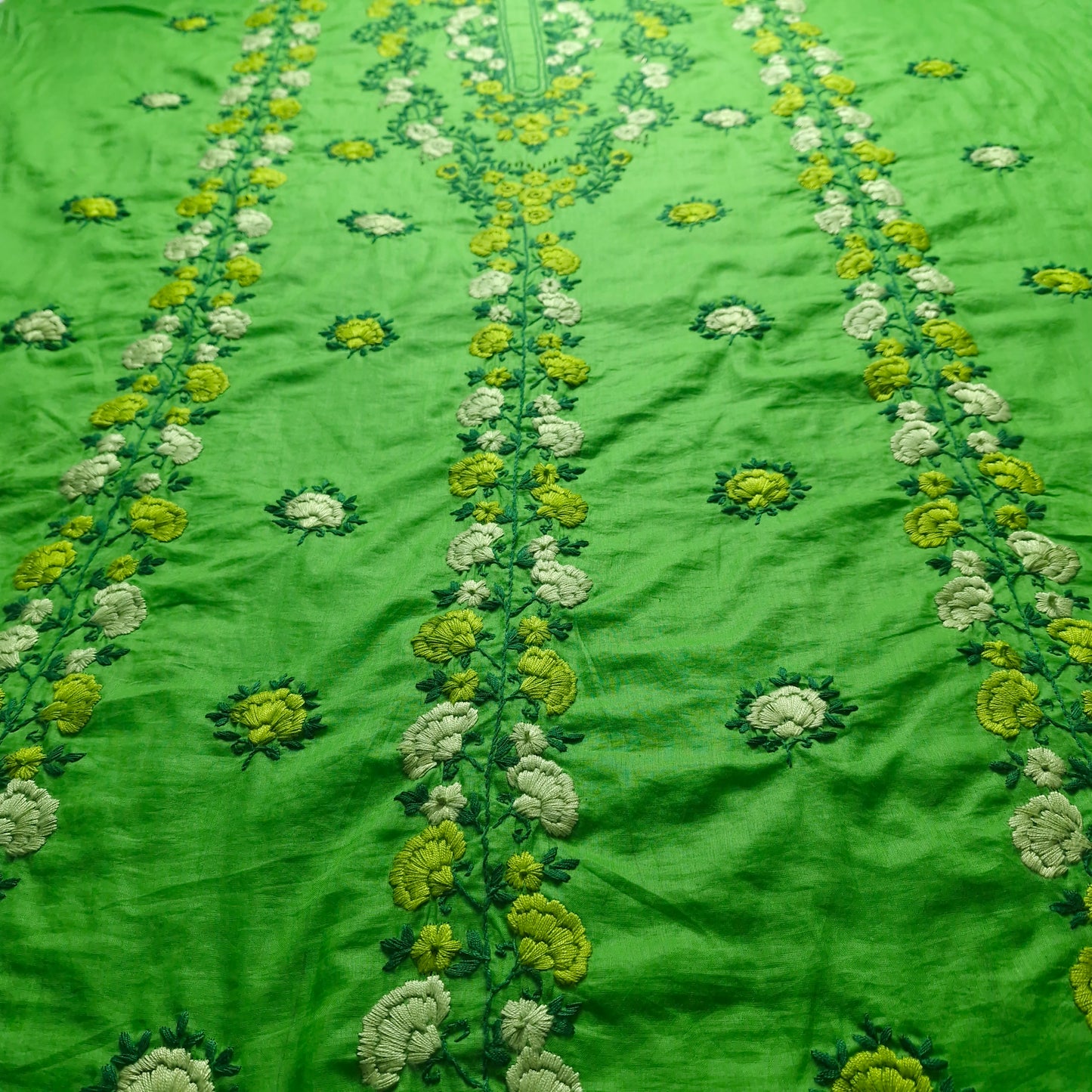 albaas | Filling Stitch on Lawn Shirt's Front Back and Sleeves Unstitched 1PC | ALFSS-SA3-PARROT GREEN