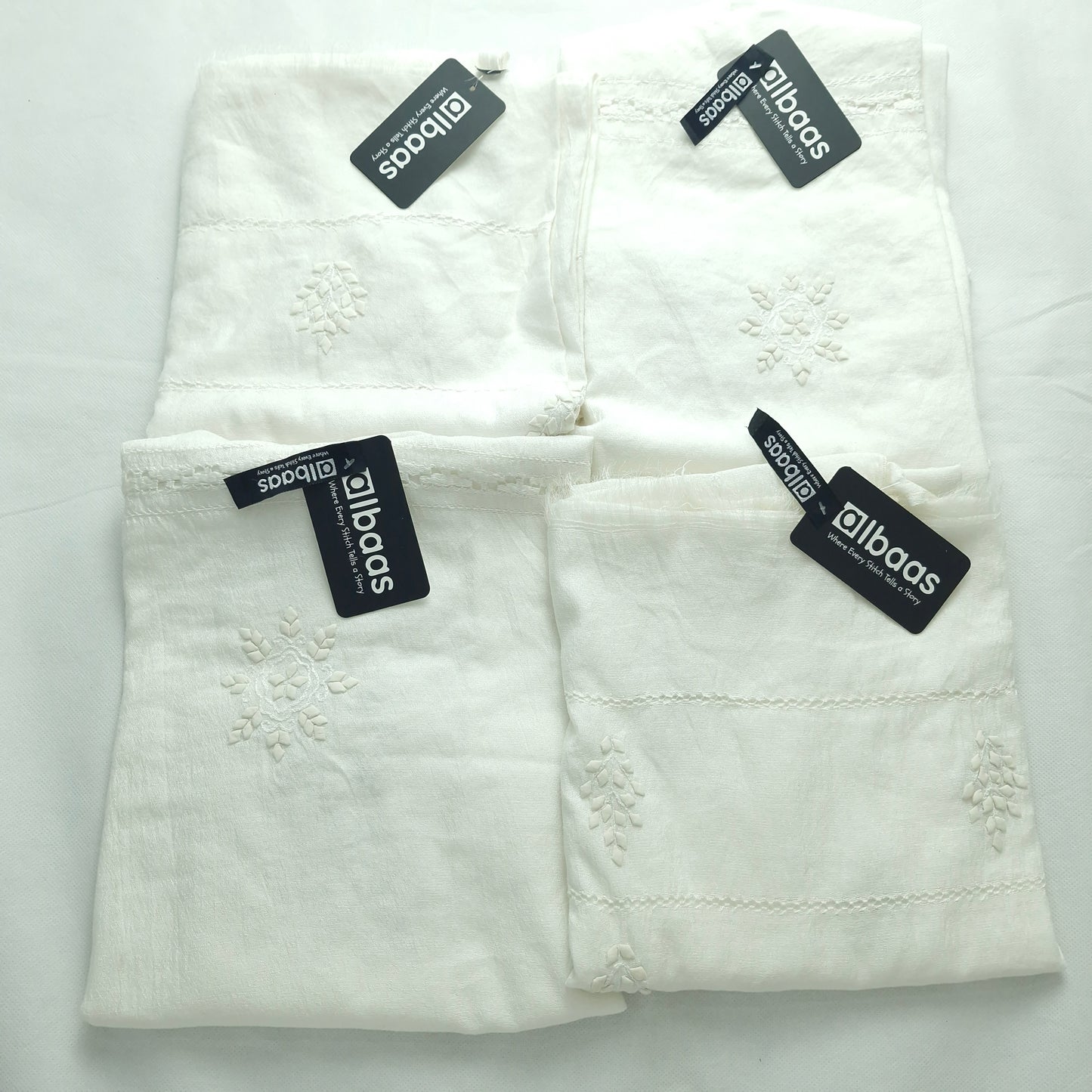 albaas | Tarkashi Applique on Khaadi Net Dupatta | AKNTAD-40001-40010-WHITE