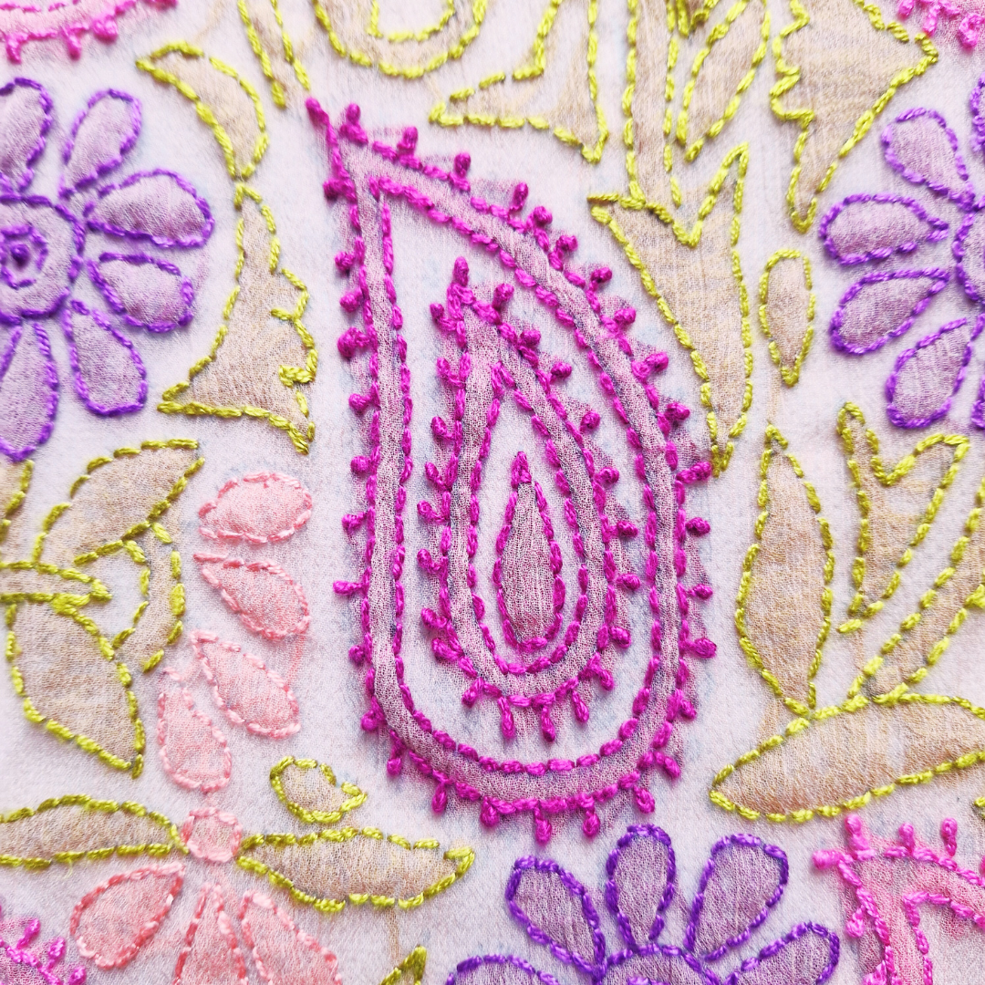 albaas | Shadow Chikankari on Soft Chiffon Shirt's Front and Sleeves with Dupatta Sprayed with Motifs - Unstitched 2PC Suit | AKCSSD-36550-TEA PINK