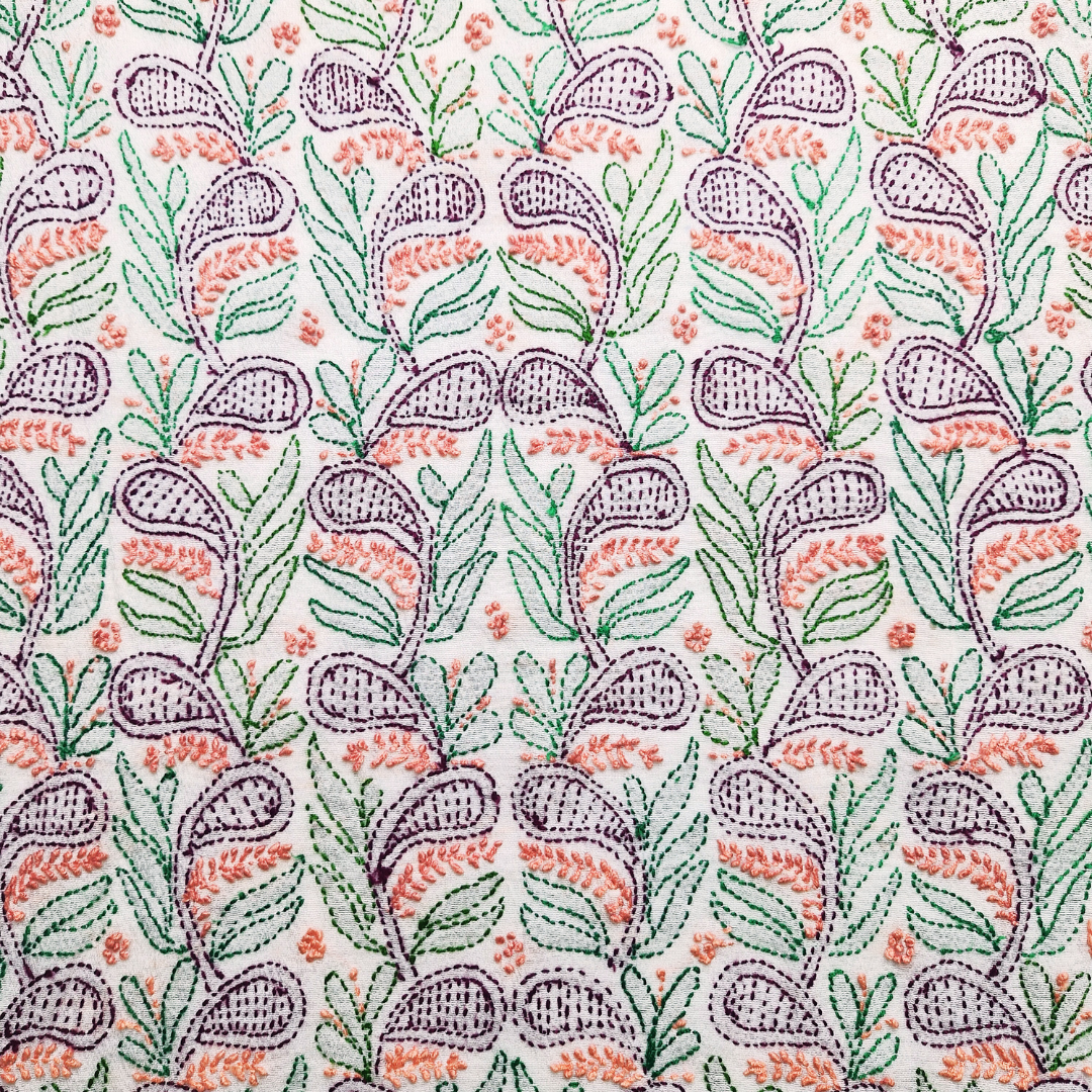 albaas | Shadow Chikankari on Khadi Net Shirt's Front and Sleeves with Dupatta Sprayed with Motifs - Unstitched 2PC Suit | AKNSSD-36550-B-WHITE