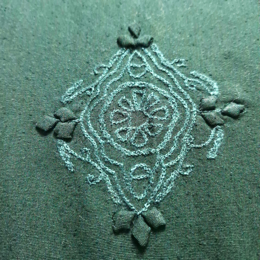 albaas | Tarkashi Applique on Karandi Shirt's Front and Sleeves with Matching Plain Trousers - Unstitched 2PC Suit | AKTAST-36531-FENCE GREEN