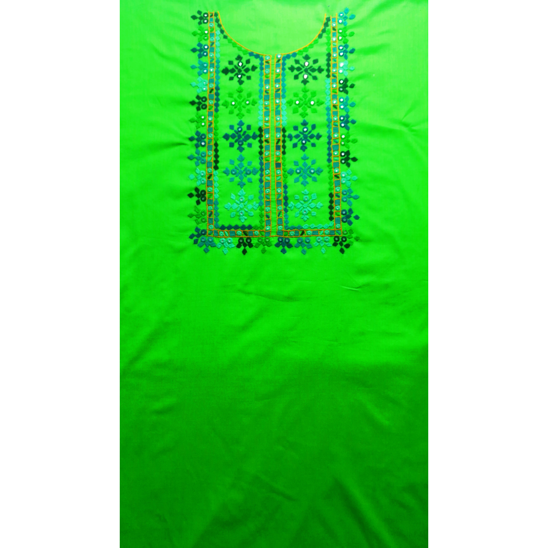 albaas | Balochi Hand Embroidery on Lawn Shirt's Front and Sleeves Unstitched 1PC | ALBS1-PARROT GREEN
