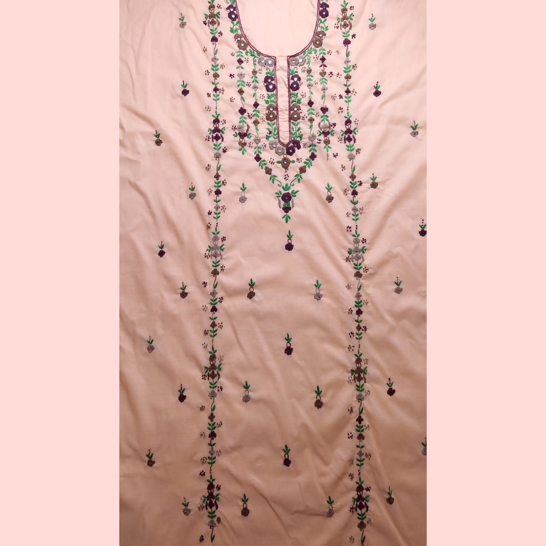 albaas | Thread Mirror Work on Lawn Shirt and Sleeves Unstitched 1PC | ALFSMS-36705-DEEP PEACH