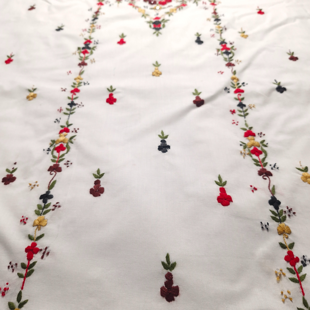 albaas | Thread Mirror Work on Lawn Shirt and Sleeves Unstitched 1PC | ALFSMS-36705-WHITE