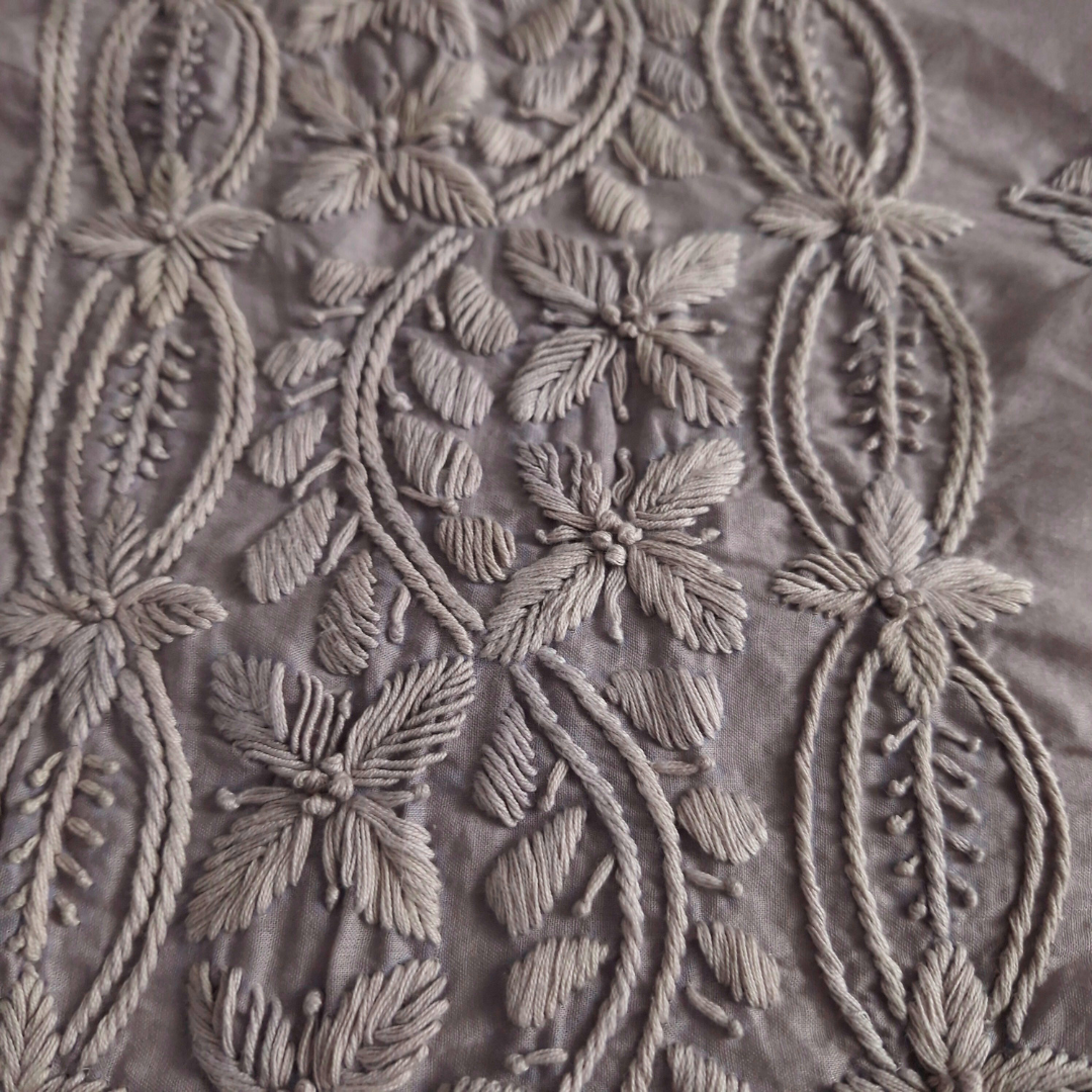 albaas | Lucknavi Chikankari on Soft Lawn Shirt's Front and Sleeves with Dupatta Sprayed with Motifs - Unstitched 2PC Suit | ALLCSD-36701-BONE