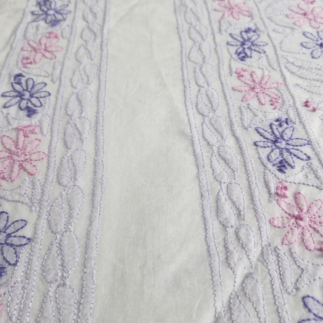 albaas | Shadow Chikankari on Soft Lawn Shirt's Front and Sleeves with Dupatta Sprayed with Motifs - Unstitched 2PC Suit | ALSSD-36550-H-WHITE