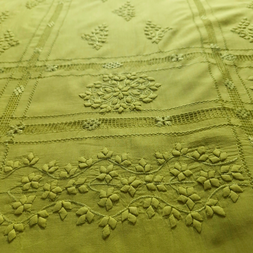 albaas | Tarkashi Applique on Lawn Shirt's Front and Sleeves Unstitched 1PC | ALTAS-36560-PALE GRASS