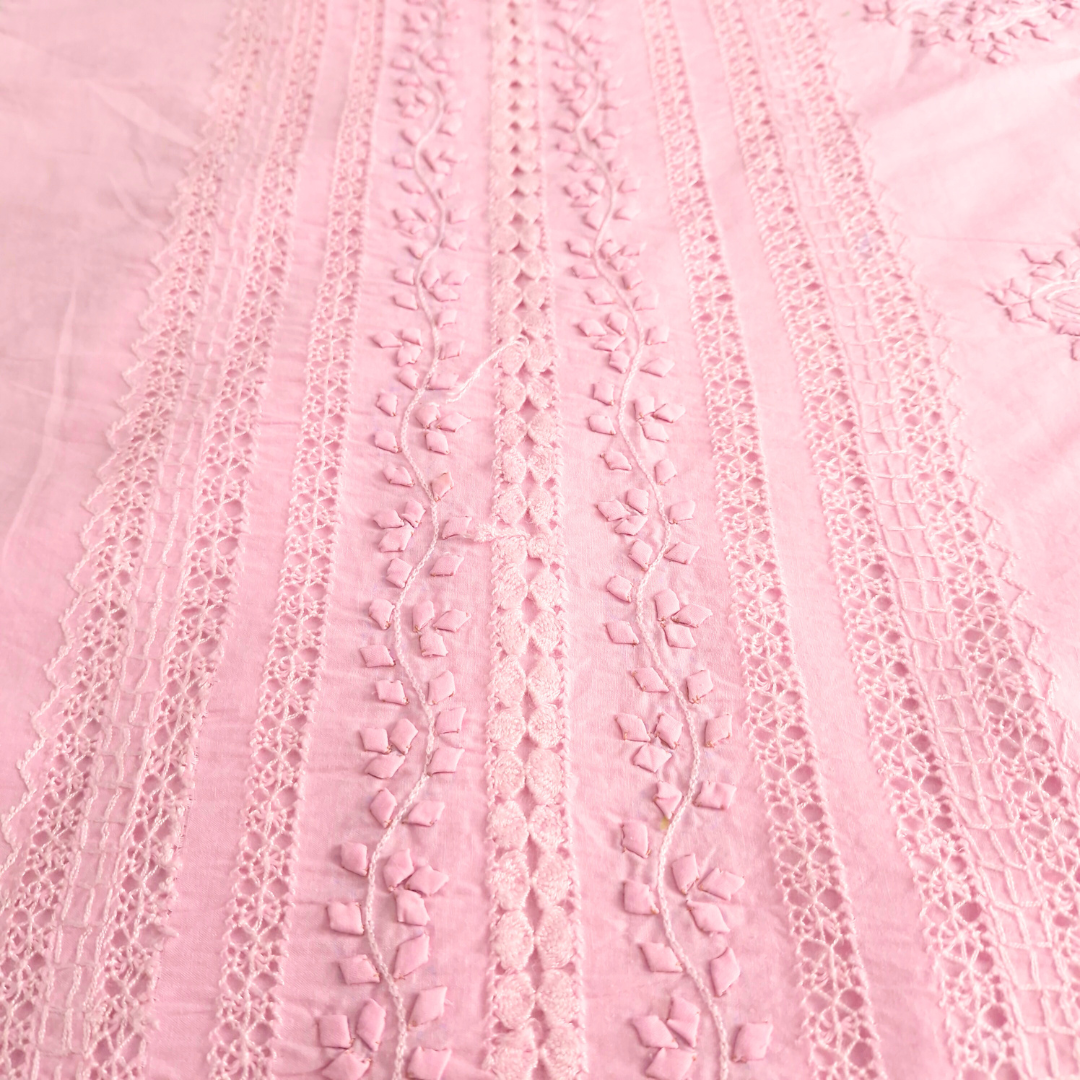 albaas | Tarkashi Applique on Cotton Lawn Shirt's Front and Sleeves with Matching Plain Trousers - Unstitched 2PC Suit | ALTAST-36531-BABY PINK