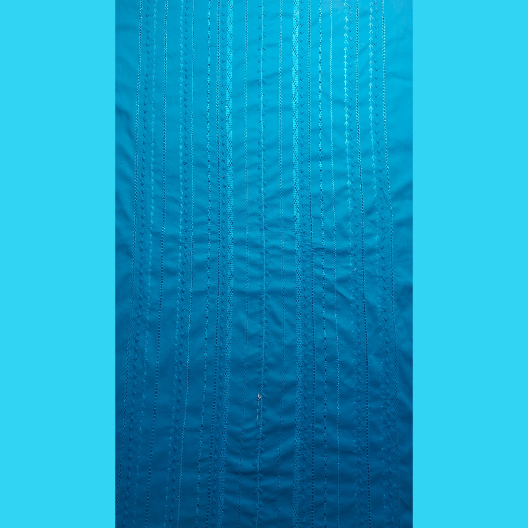 albaas | Tarkashi Applique on Cotton Lawn Shirt's Front and Sleeves with Matching Plain Trousers - Unstitched 2PC Suit | ALTAST-36534-NEON BLUE