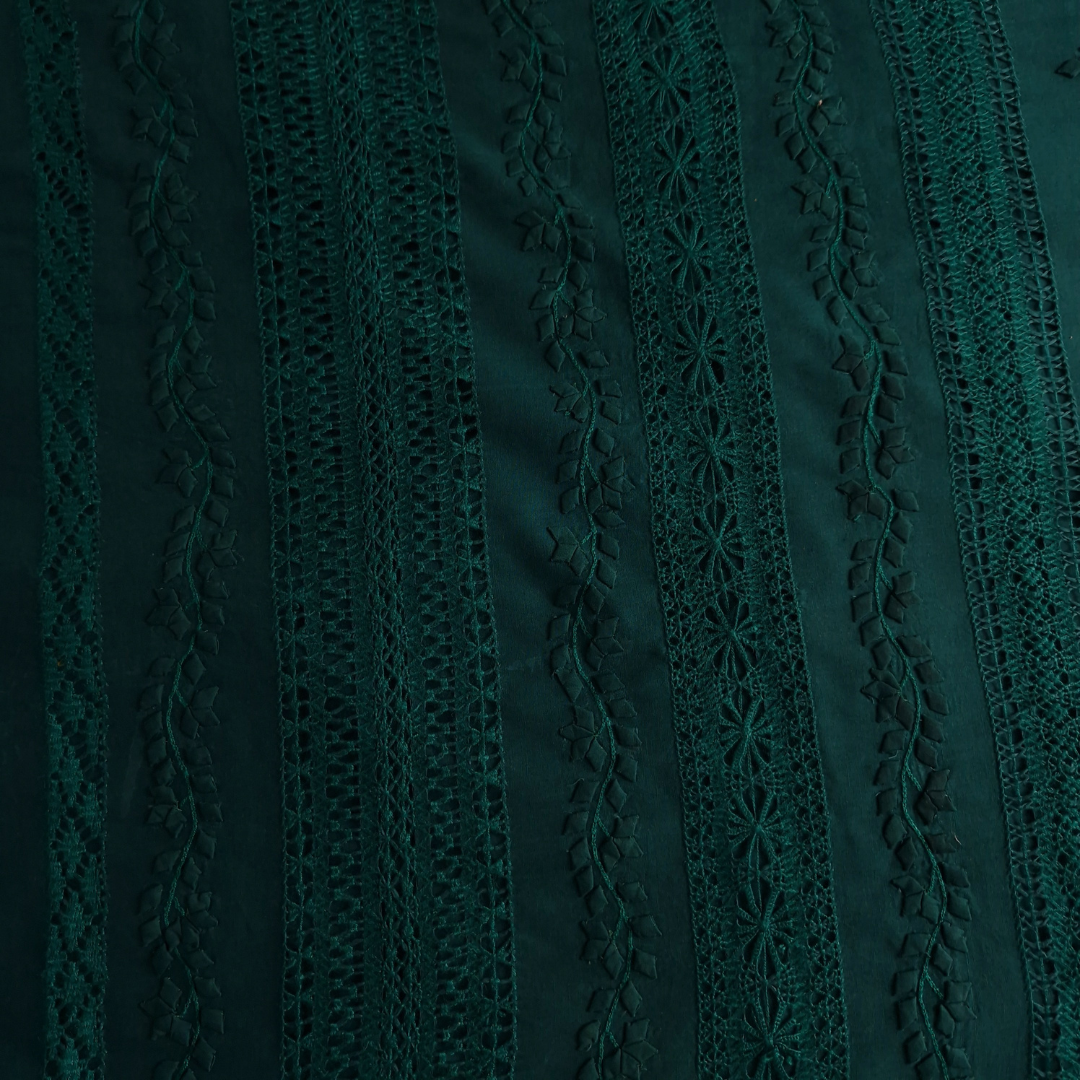 albaas | Tarkashi Applique on Cotton Lawn Shirt's Front and Sleeves with Matching Plain Trousers - Unstitched 2PC Suit | ALTAST-36539-BLUEISH GREEN