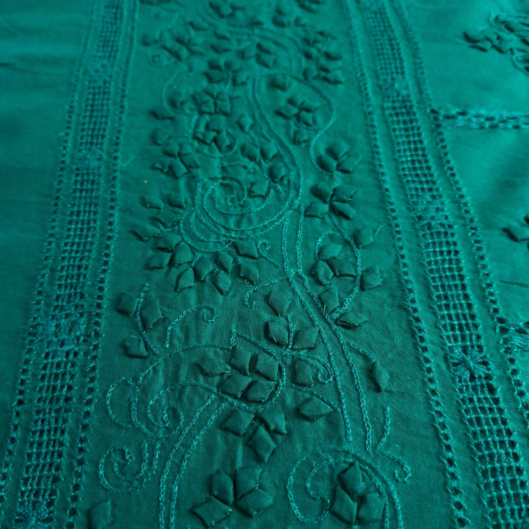 albaas | Tarkashi Applique on Cotton Lawn Shirt's Front and Sleeves with Matching Plain Trousers - Unstitched 2PC Suit | ALTAST-36541-SEA GREEN