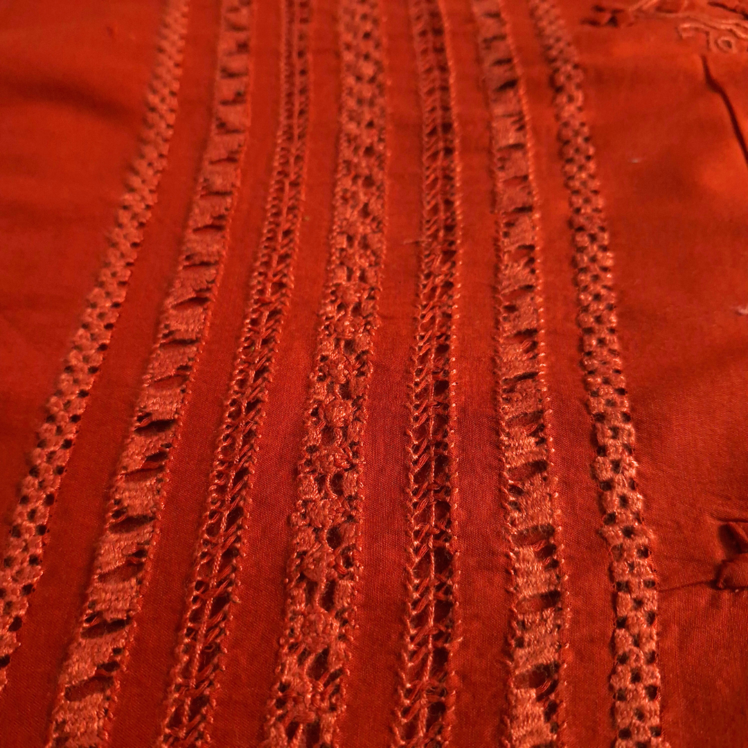 albaas | Tarkashi Applique on Cotton Lawn Shirt's Front and Sleeves with Matching Plain Trousers - Unstitched 2PC Suit | ALTAST-36546-SWEET BROWN