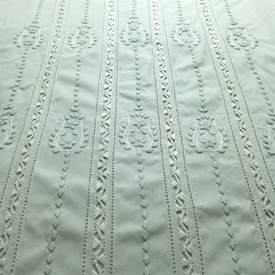 albaas | Tarkashi Applique on Cotton Lawn Shirt's Front and Sleeves with Matching Plain Trousers - Unstitched 2PC Suit | ALTAST-36555-GREEN TOUCH