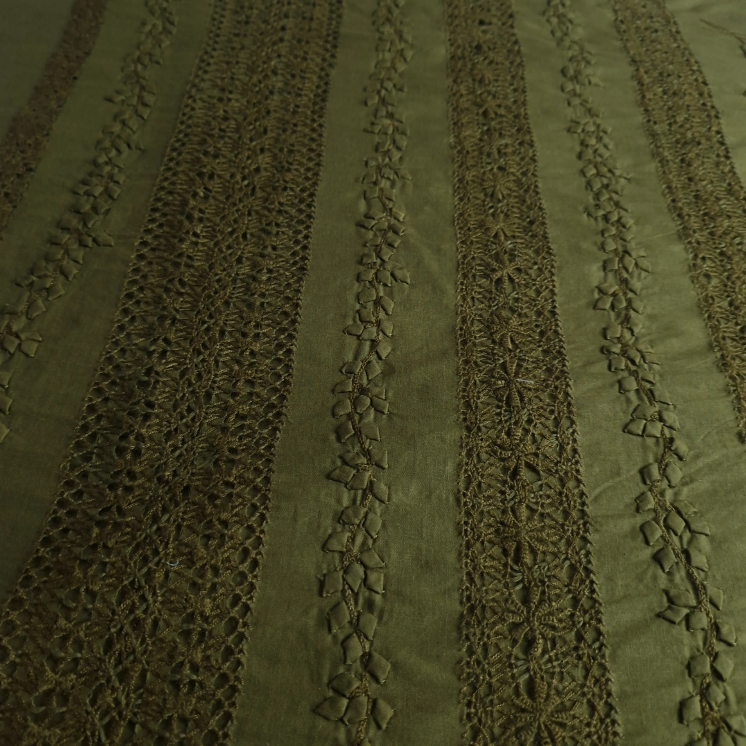 albaas | Tarkashi Applique on Cotton Lawn Shirt's Front and Sleeves with Matching Plain Trousers - Unstitched 2PC Suit | ALTAST-IRREG1-MINT LEAVES