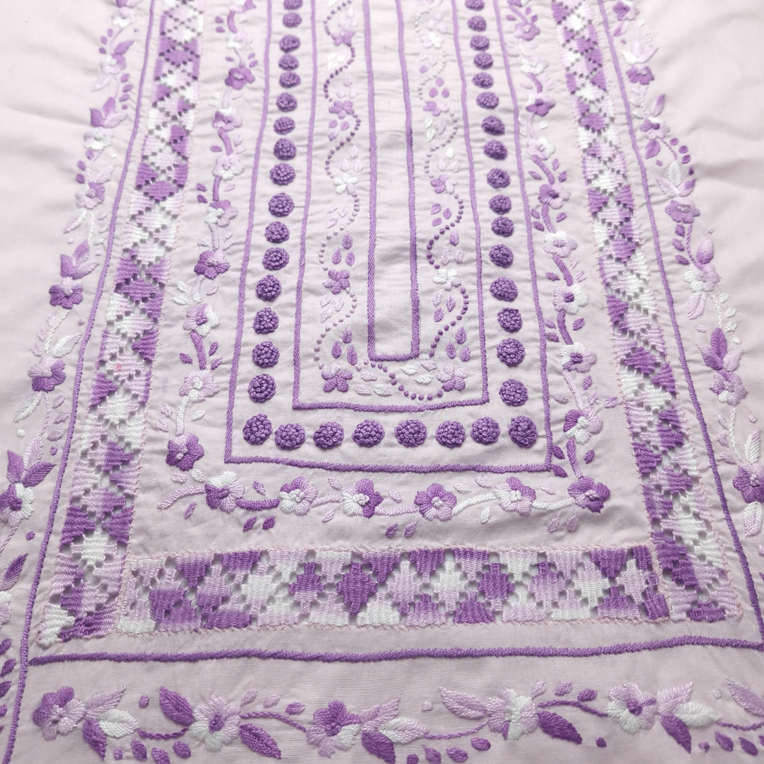 albaas | Tarkashi / Filling Stitch with Bullion Knots on Lawn Shirt's Front and Sleeves with Matching Plain Trousers - Unstitched 2PC Suit | ALTFSST-S2-BABY PINK