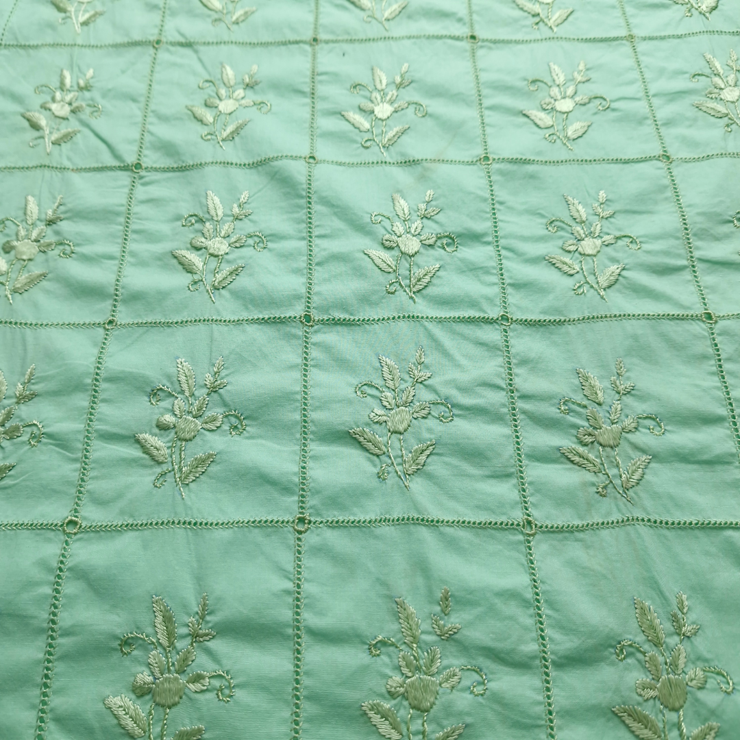 albaas | Amateur Tarkashi Thread Work on Cotton Lawn Shirt's Front and Sleeves | AMATEURS-MINT GREEN