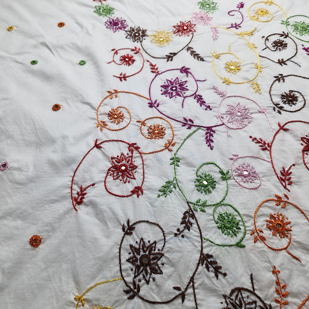 albaas | Amateur Thread Work on Cotton Lawn Shirt's Front and Sleeves | AMATEURS-WHITE1