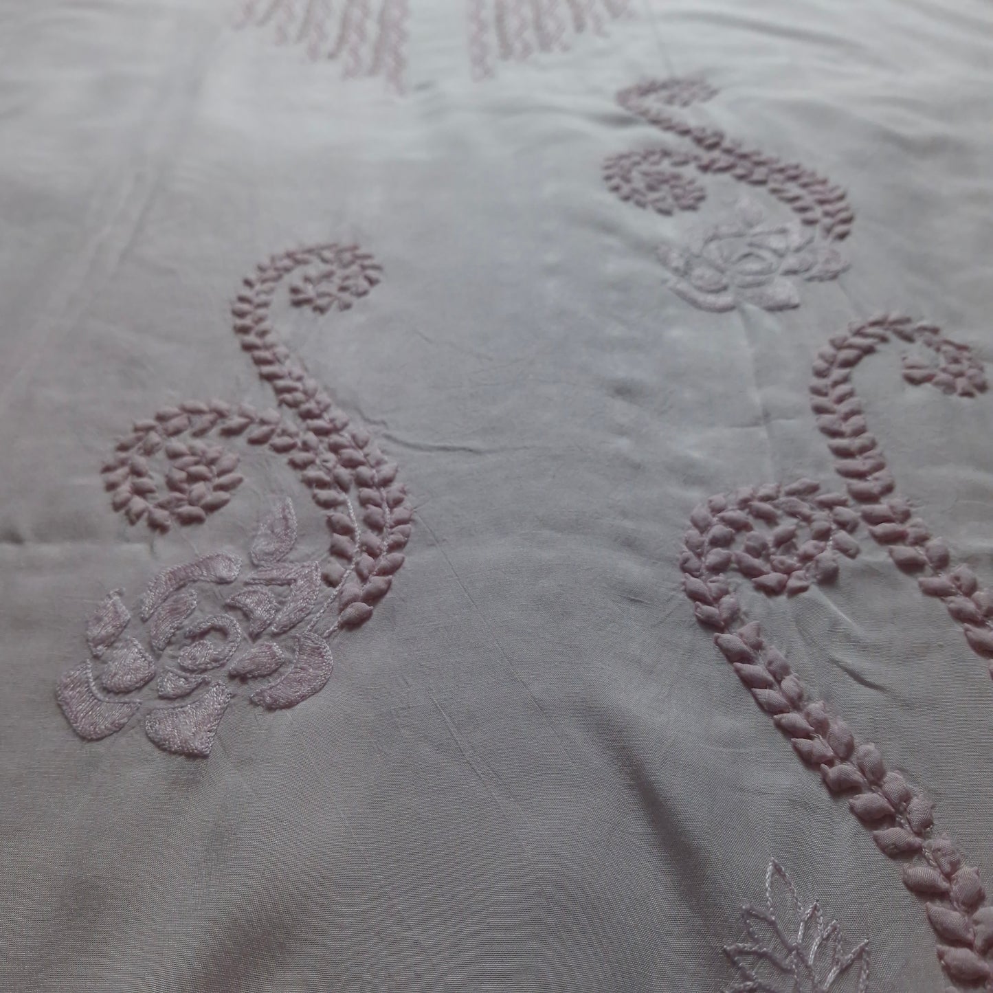 albaas | Tarkashi Applique on Raw Silk Shirt's Front and Sleeves with Matching Plain Trousers - Unstitched 2PC Suit | ARSTAST-36553-SILKY PINK