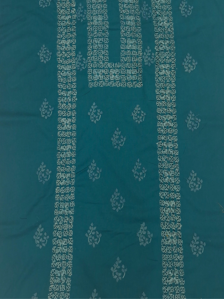 albaas | Tarkashi Applique on Cotton Lawn Shirt's Front and Sleeves with Matching Plain Trousers - Unstitched 2PC Suit | ATACLST-36535-TEAL
