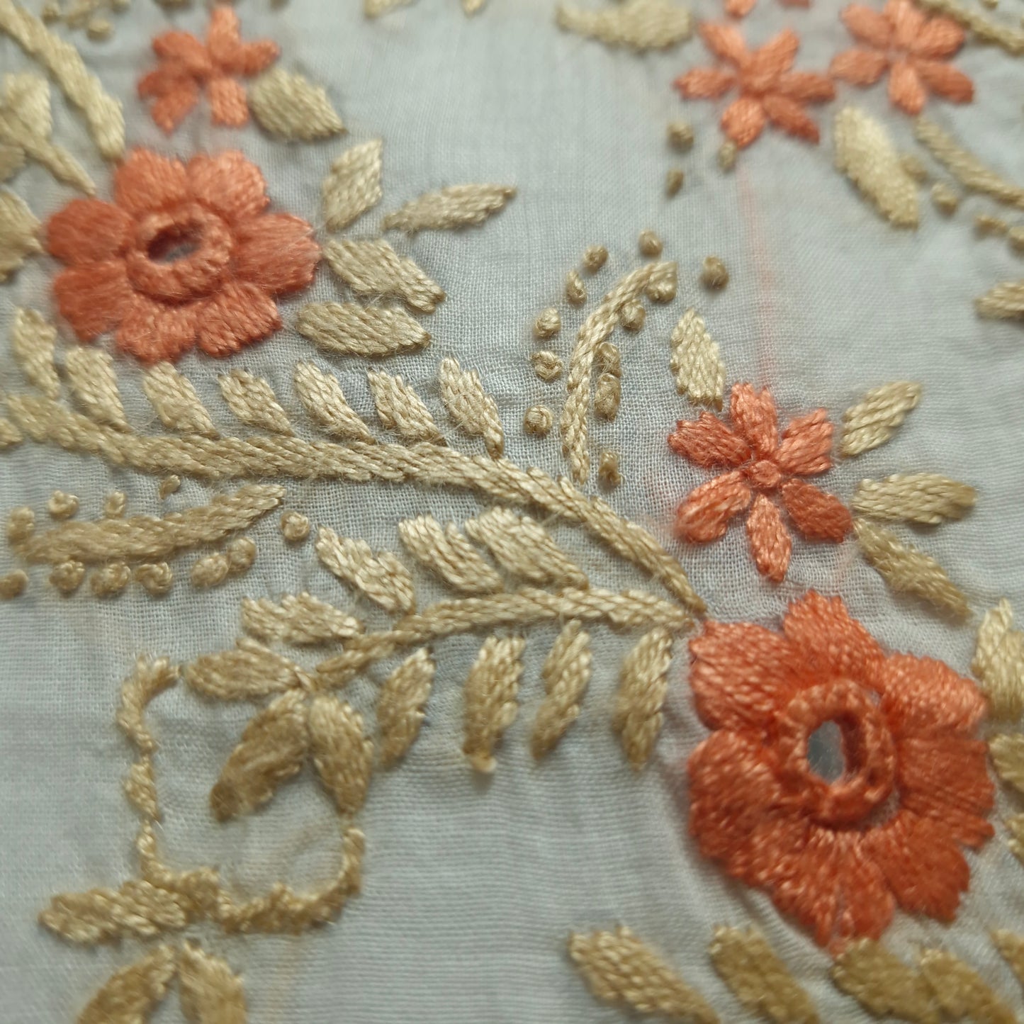 albaas | Filling Stitch on Lawn Shirt's Front Back and Sleeves Unstitched 1PC   | ALFSS-SA1-PEACH-O-WHITE