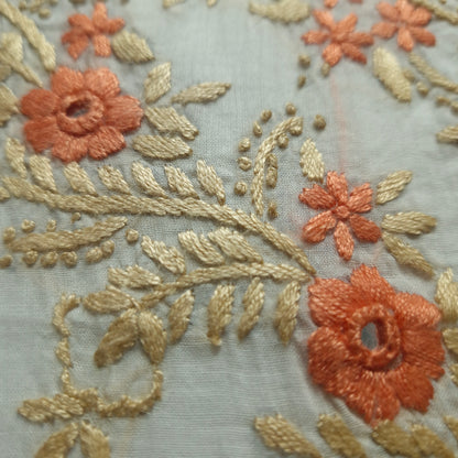 albaas | Filling Stitch on Lawn Shirt's Front Back and Sleeves Unstitched 1PC   | ALFSS-SA1-PEACH-O-WHITE