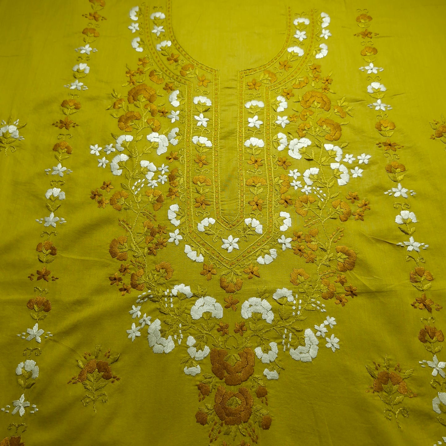 albaas | Filling Stitch on Lawn Shirt's Front Back and Sleeves Unstitched 1PC   | ALFSS-SA4-MUSTARD