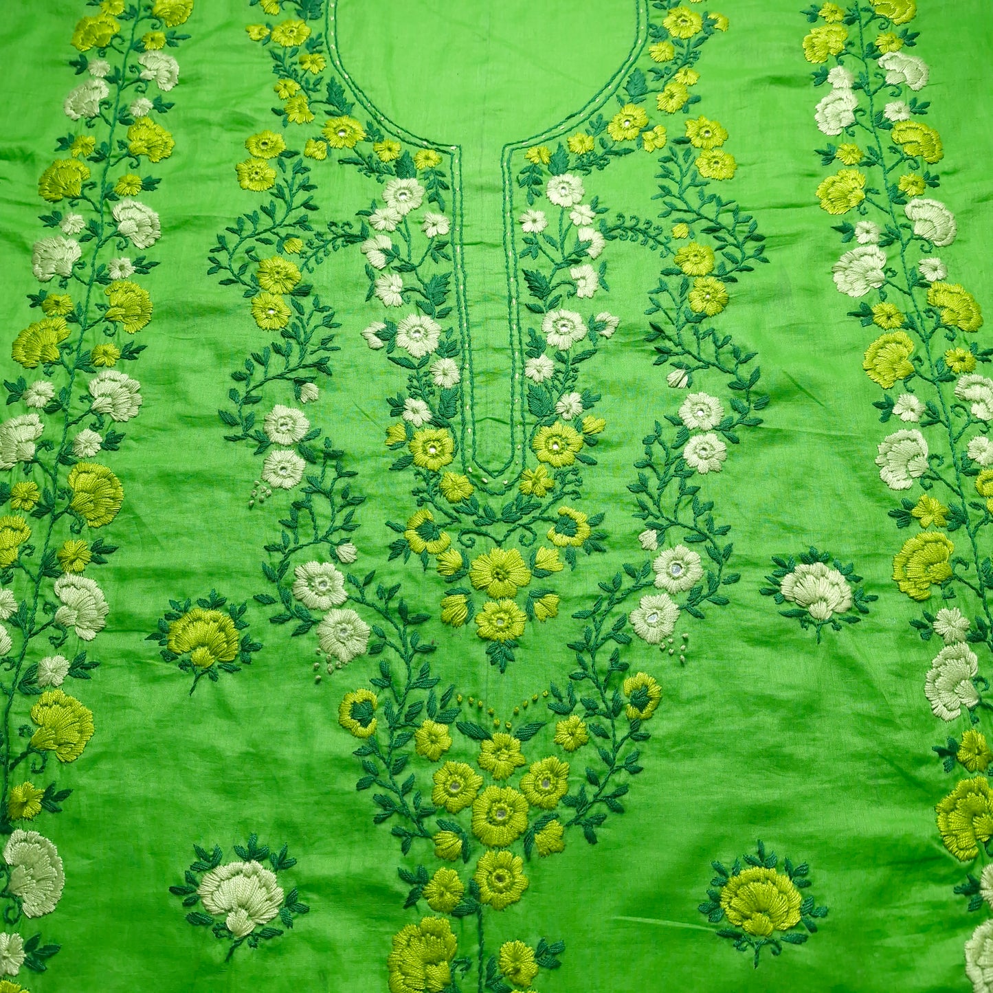 albaas | Filling Stitch on Lawn Shirt's Front Back and Sleeves Unstitched 1PC   | ALFSS-SA3-PARROT GREEN