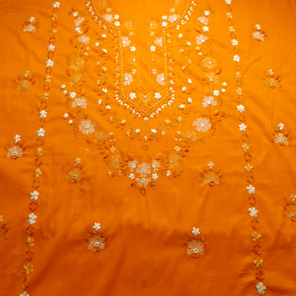 albaas | Filling Stitch on Lawn Shirt's Front Back and Sleeves Unstitched 1PC   | ALFSS-SA5-ORANGE