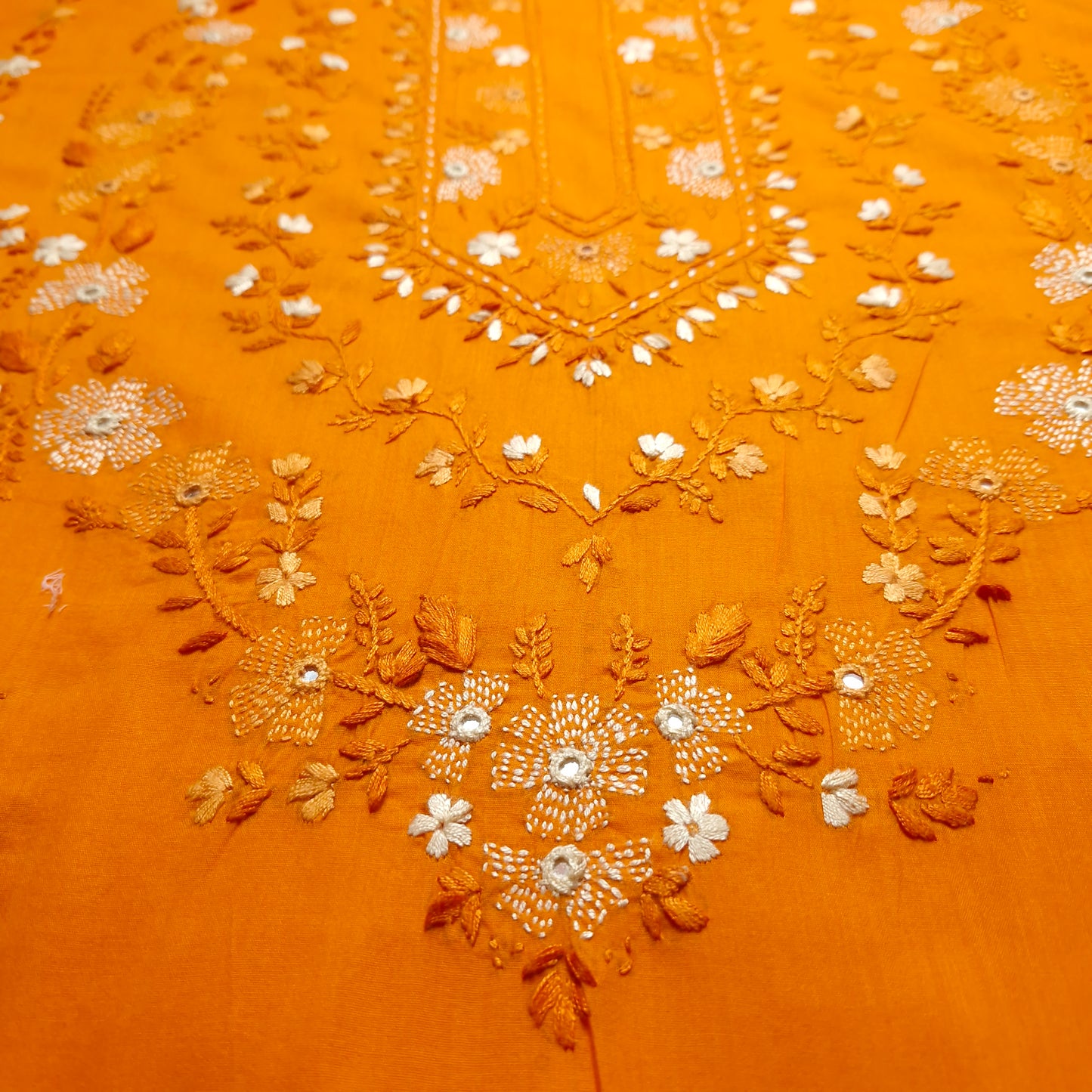 albaas | Filling Stitch on Lawn Shirt's Front Back and Sleeves Unstitched 1PC   | ALFSS-SA5-ORANGE