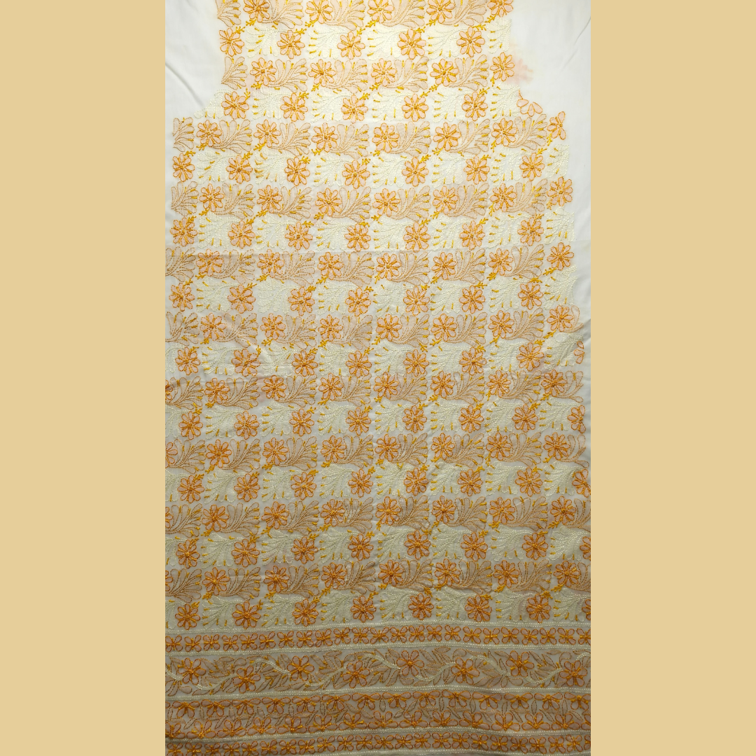 albaas | Shadow Chikankari on Soft Lawn Shirt's Front and Sleeves with Dupatta Sprayed with Motifs - Unstitched 2PC Suit   | ALSSD-36550-F-WHITE