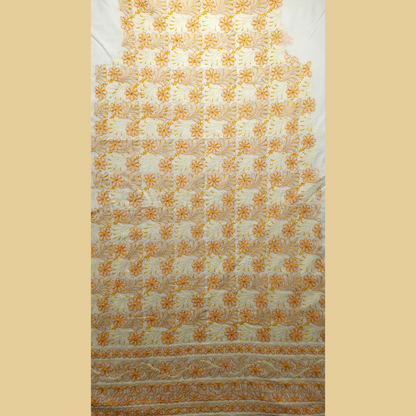 albaas | Shadow Chikankari on Soft Lawn Shirt's Front and Sleeves with Dupatta Sprayed with Motifs - Unstitched 2PC Suit   | ALSSD-36550-F-WHITE