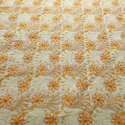 albaas | Shadow Chikankari on Soft Lawn Shirt's Front and Sleeves with Dupatta Sprayed with Motifs - Unstitched 2PC Suit   | ALSSD-36550-F-WHITE