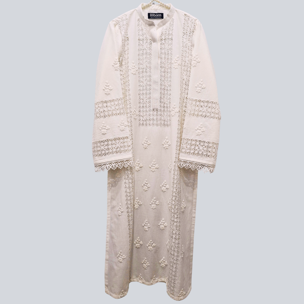 albaas | Tarkashi Applique on Lawn Shirt's Front and Sleeves - Stitched 1PC | ALTAS-D1-L-OFF WHITE