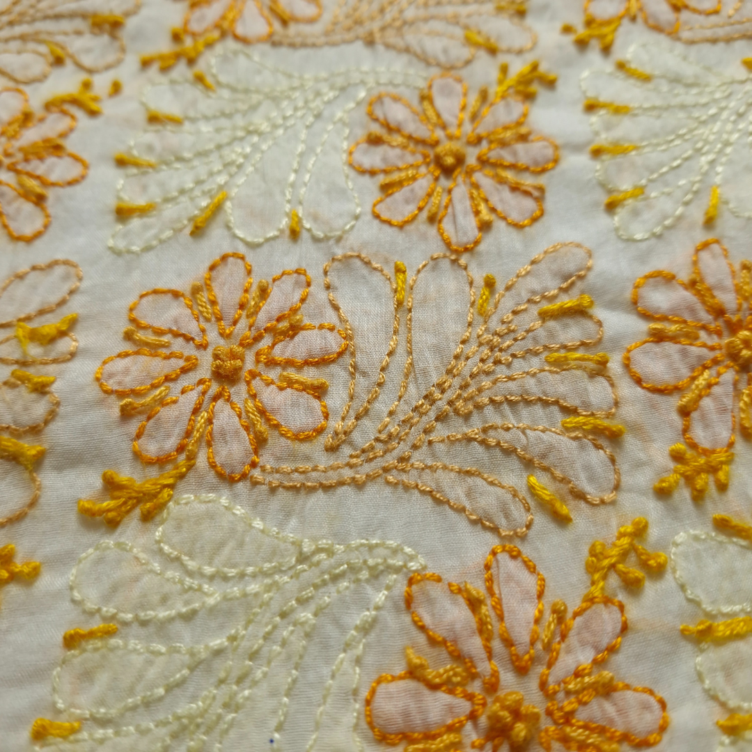 albaas | Shadow Chikankari on Soft Lawn Shirt's Front and Sleeves with Dupatta Sprayed with Motifs - Unstitched 2PC Suit   | ALSSD-36550-F-WHITE