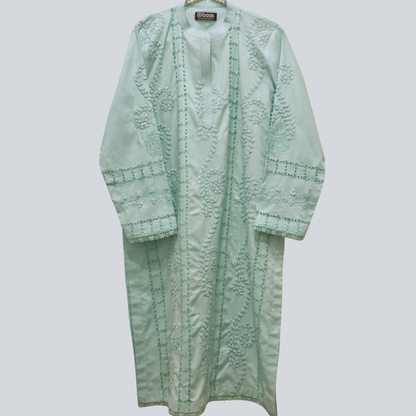 albaas | Tarkashi Applique on Lawn Shirt's Front and Sleeves with Plain Trousers - Stitched 2PC | ALTAST-D2-M-AQUA