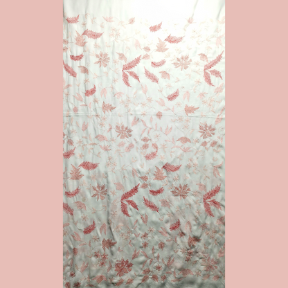 albaas | Kantha Work on Grip Silk Shirt's Front and Sleeves with Plain Trousers-Unstitched 2PC Suit   | AGSKWST-36702-B-WHITE