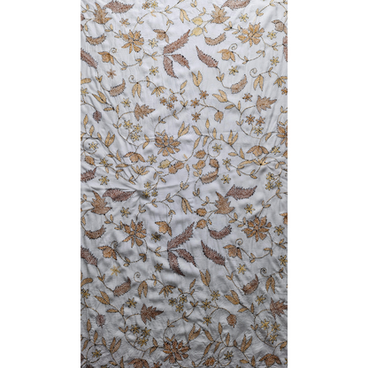 albaas | Kantha Work on Grip Silk Shirt's Front and Sleeves with Plain Trousers-Unstitched 2PC Suit   | AGSKWST-36702-C-WHITE