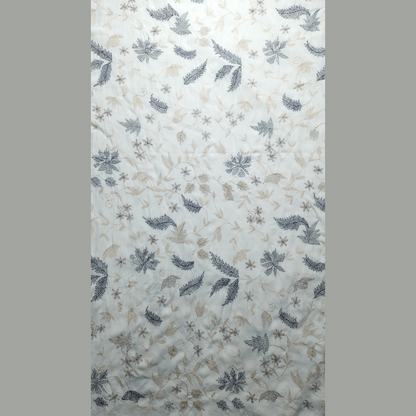 albaas | Kantha Work on Grip Silk Shirt's Front and Sleeves with Plain Trousers-Unstitched 2PC Suit   | AGSKWST-36702-D-WHITE