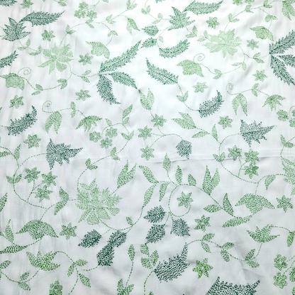 albaas | Kantha Work on Grip Silk Shirt's Front and Sleeves with Plain Trousers-Unstitched 2PC Suit   | AGSKWST-36702-F-WHITE