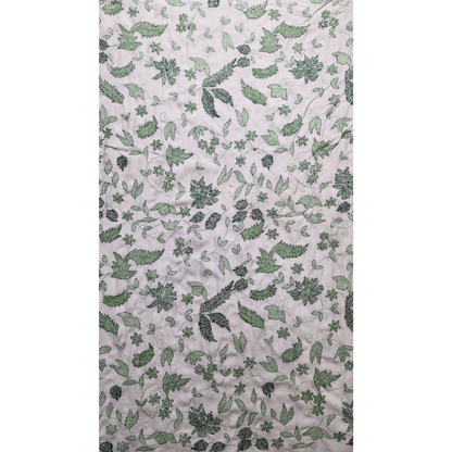 albaas | Kantha Work on Grip Silk Shirt's Front and Sleeves with Plain Trousers-Unstitched 2PC Suit   | AGSKWST-36702-F-WHITE-B