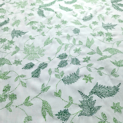 albaas | Kantha Work on Grip Silk Shirt's Front and Sleeves with Plain Trousers-Unstitched 2PC Suit   | AGSKWST-36702-F-WHITE