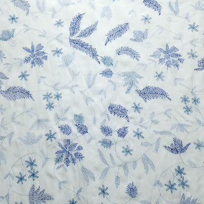 albaas | Kantha Work on Grip Silk Shirt's Front and Sleeves with Plain Trousers-Unstitched 2PC Suit   | AGSKWST-36702-G-WHITE