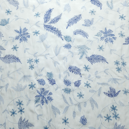 albaas | Kantha Work on Grip Silk Shirt's Front and Sleeves with Plain Trousers-Unstitched 2PC Suit   | AGSKWST-36702-G-WHITE