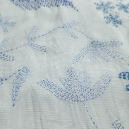 albaas | Kantha Work on Grip Silk Shirt's Front and Sleeves with Plain Trousers-Unstitched 2PC Suit   | AGSKWST-36702-G-WHITE