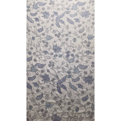 albaas | Kantha Work on Grip Silk Shirt's Front and Sleeves with Plain Trousers-Unstitched 2PC Suit   | AGSKWST-36702-G-WHITE-B