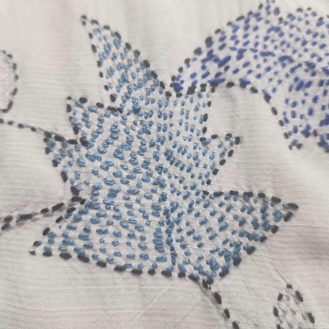 albaas | Kantha Work on Grip Silk Shirt's Front and Sleeves with Plain Trousers-Unstitched 2PC Suit   | AGSKWST-36702-G-WHITE-B