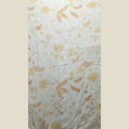 albaas | Kantha Work on Grip Silk Shirt's Front and Sleeves with Plain Trousers-Unstitched 2PC Suit   | AGSKWST-36702-H-WHITE