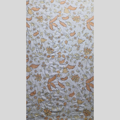 albaas | Kantha Work on Grip Silk Shirt's Front and Sleeves with Plain Trousers-Unstitched 2PC Suit   | AGSKWST-36702-H-WHITE-B