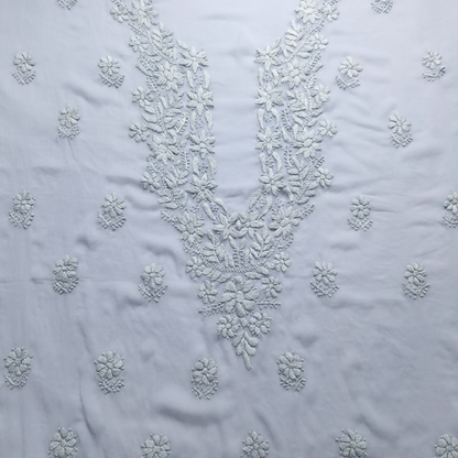 albaas | Lucknavi Chikankari on Soft Chiffon Shirt's Front and Sleeves with Dupatta Sprayed with Motifs - Unstitched 2PC Suit   | AKCLCSD-36703-GRAY