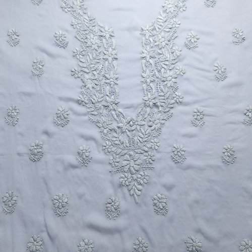 albaas | Lucknavi Chikankari on Soft Chiffon Shirt's Front and Sleeves with Dupatta Sprayed with Motifs - Unstitched 2PC Suit   | AKCLCSD-36703-GRAY
